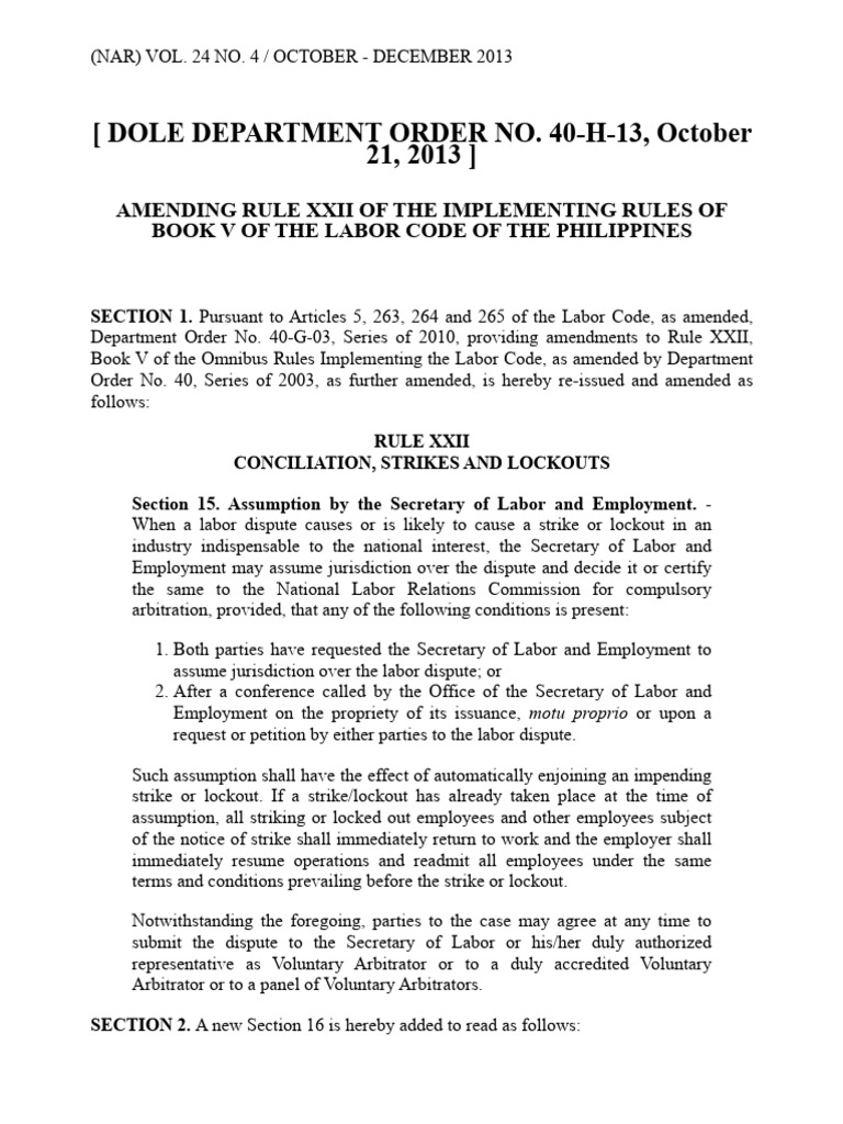 Amendments to Labor Code Conciliation Rules | PDF | Strike Action ...