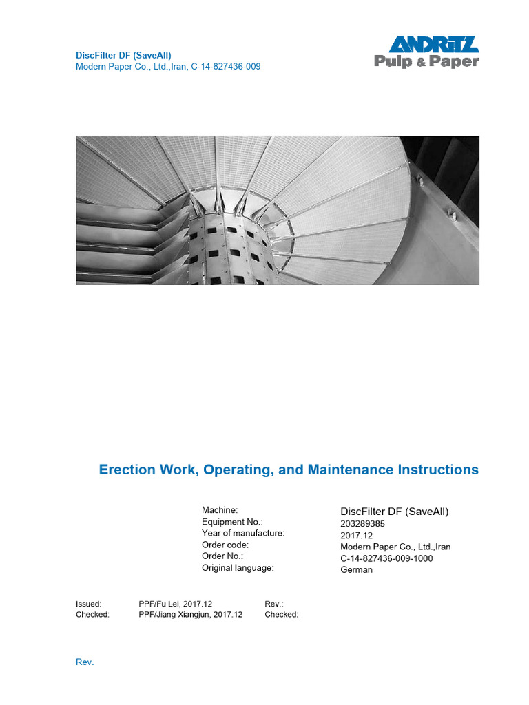 DiscFilter DF (SaveAll) Manual | PDF | Safety | Filtration