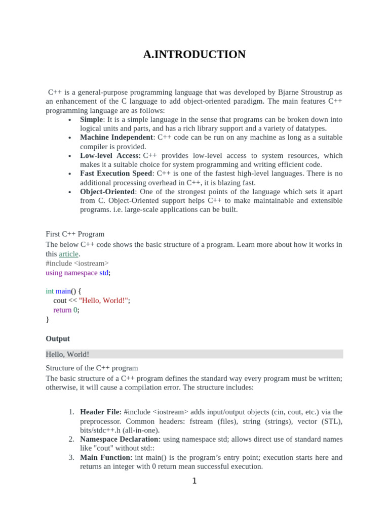 C++ Programming Basics and Structure | PDF | C++ | Computer Program