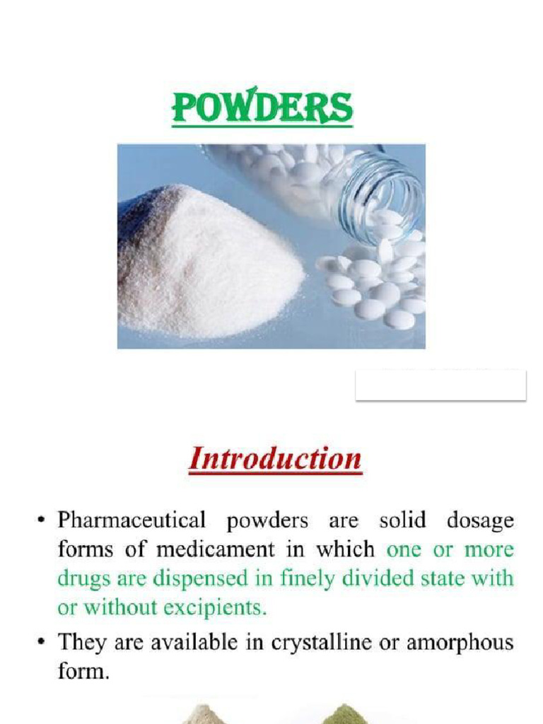 Types of Pharmaceutical Powders Explained | PDF | Pharmaceutical ...