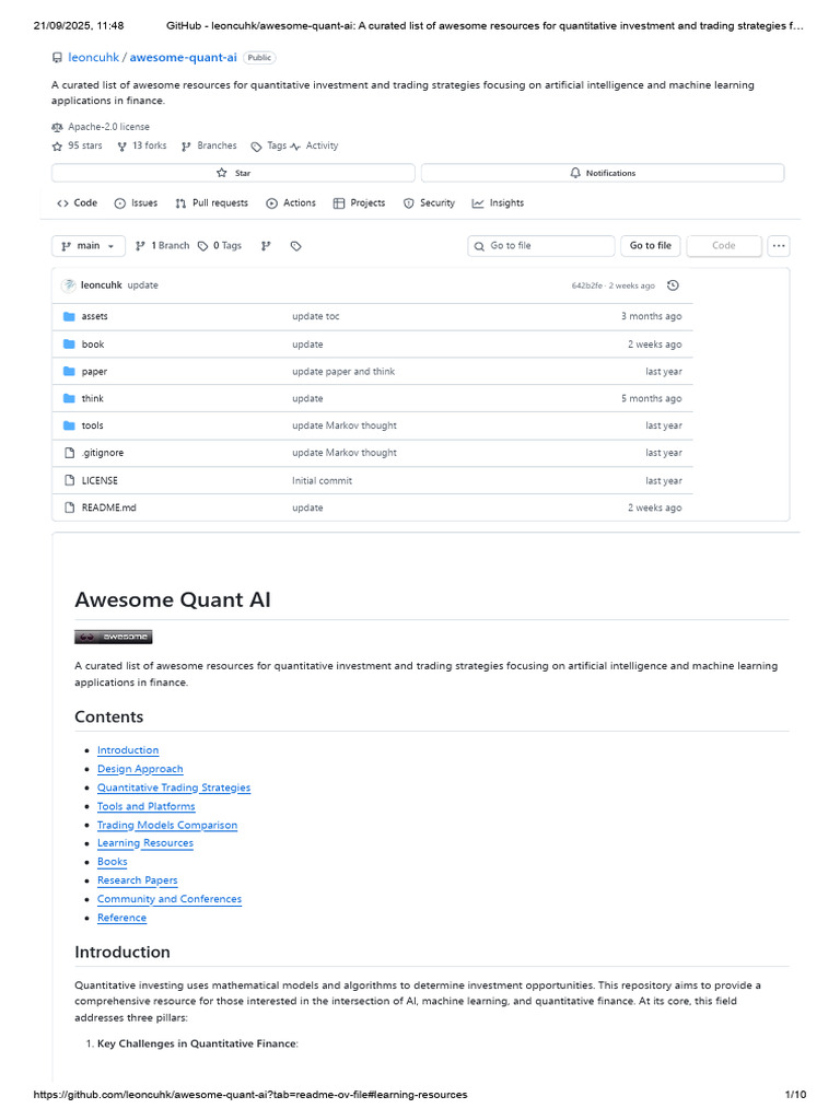 Awesome Resources for Quant AI Trading | PDF | Algorithmic Trading ...