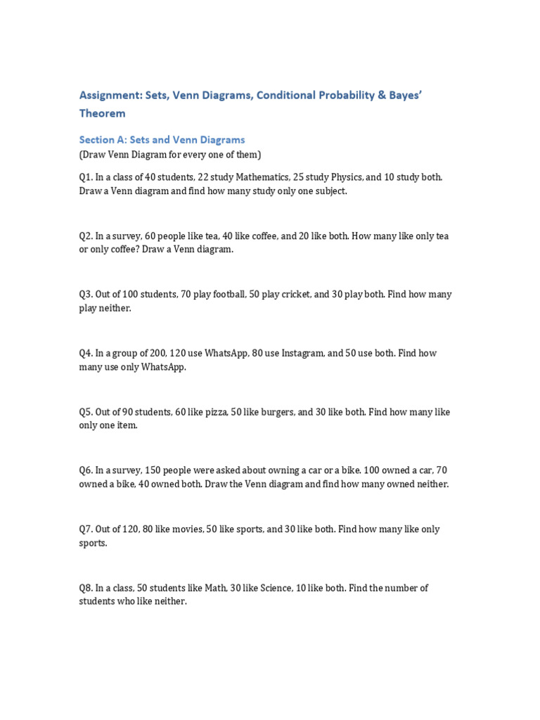Fall 25 Assignment On Sets Probability Bayes | PDF | Probability And ...