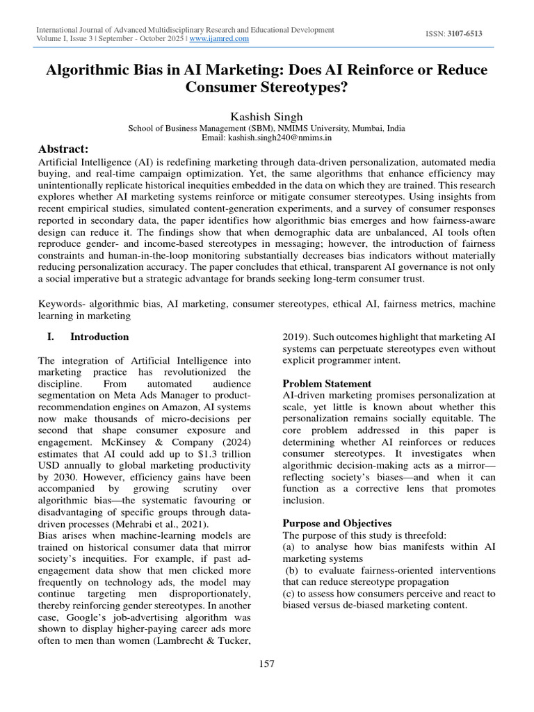 AI Marketing: Bias and Consumer Stereotypes | PDF | Artificial ...