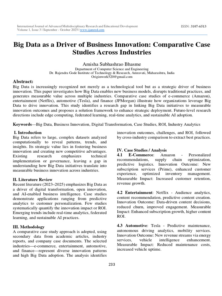 Big Data Driving Business Innovation | PDF | Analytics | Big Data