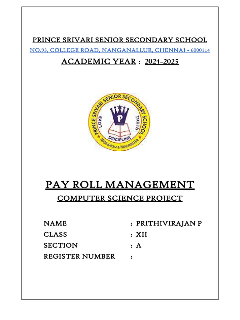 Payroll Management System Project | PDF | Payroll | Data Management