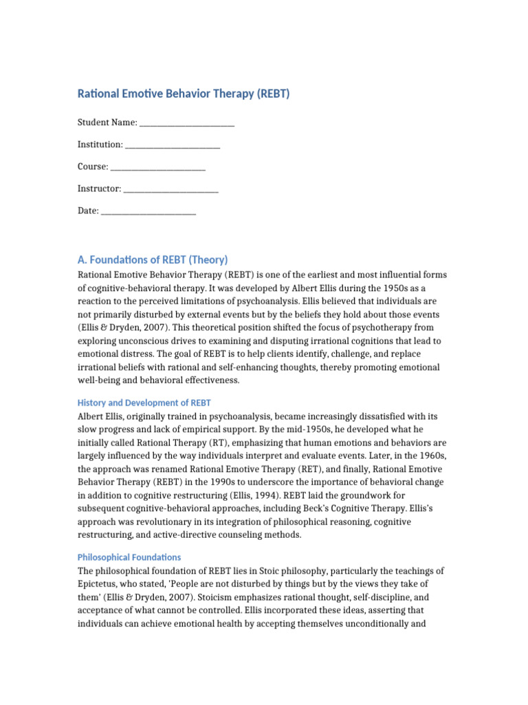 Foundations of Rational Emotive Therapy | PDF | Rational Emotive ...