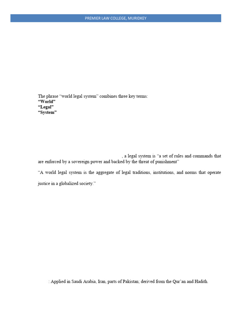 Common Features of Global Legal Systems | PDF | Civil Law (Legal System ...