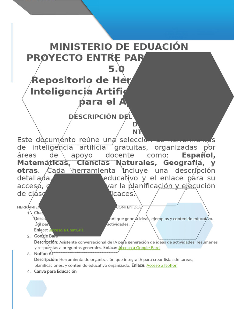 Herramientas IA Gratuitas para Docentes | PDF | Inteligencia artificial ...