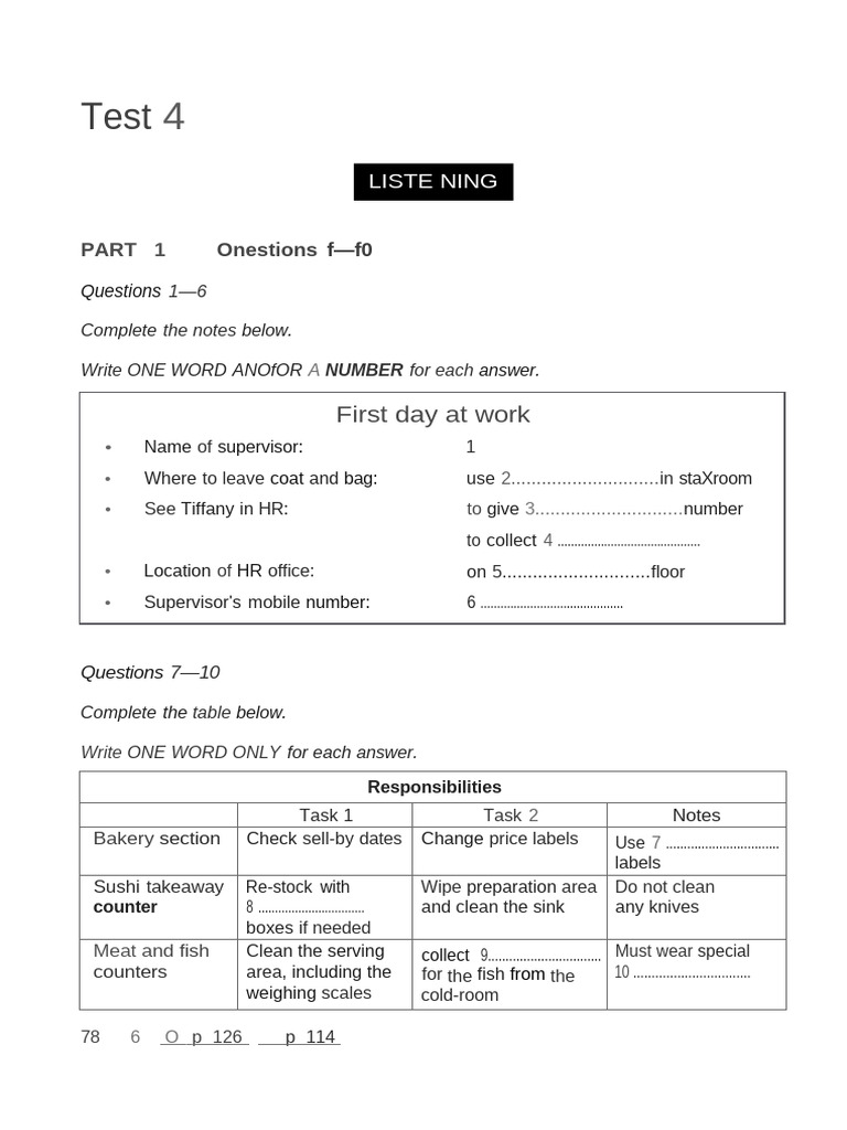 Listening Test 4: Note Completion Guide | PDF | Nature | Ecological ...