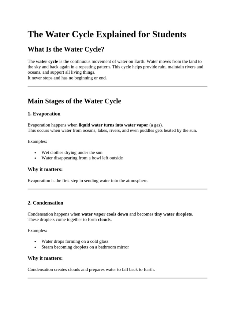 Understanding the Water Cycle for Students | PDF | Water Cycle | Water