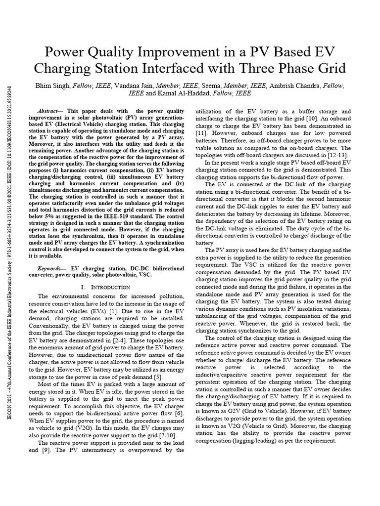 Power Quality in PV-Based EV Charging | PDF | Photovoltaics ...