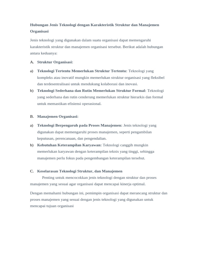 Pengaruh Teknologi pada Struktur dan Manajemen | PDF