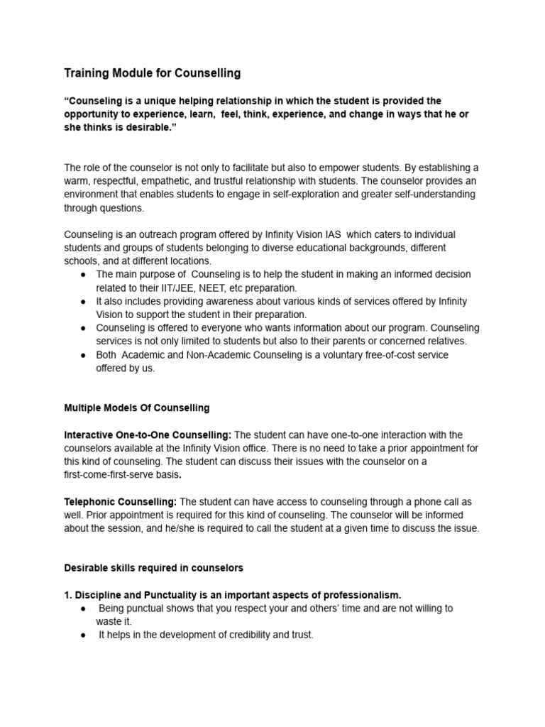 Comprehensive Counseling Training Guide | PDF | Empathy | Communication