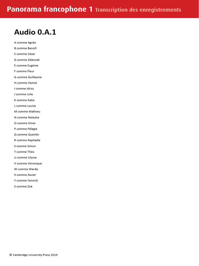 Transcription audio Panorama francophone | PDF