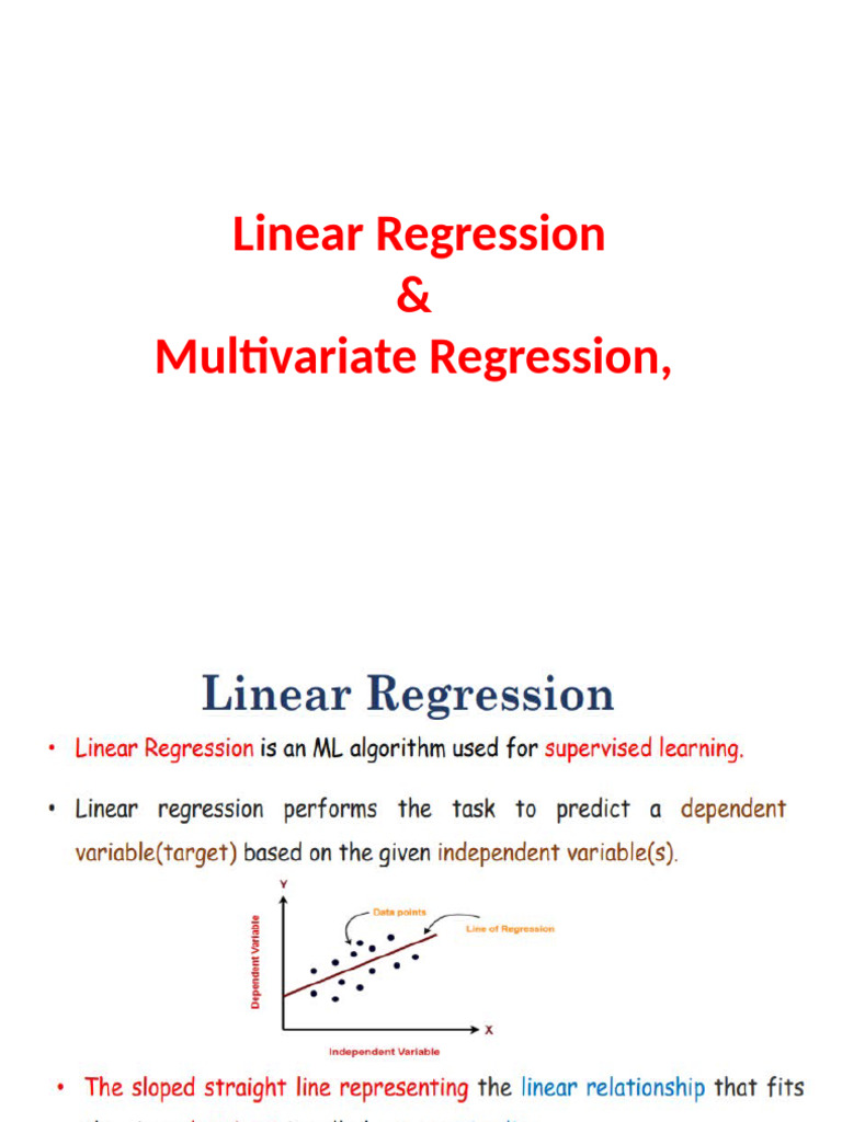 6-Linear Regression & Multivariate Regression,-21!08!2024 | PDF