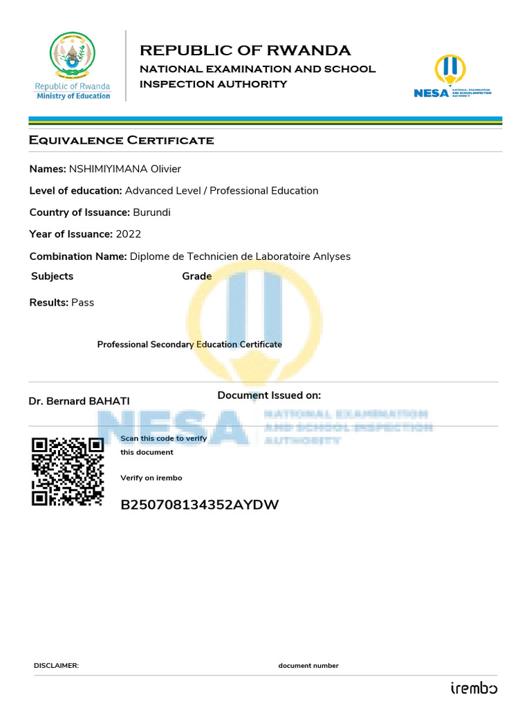 Republic of Rwanda: Equivalence Certificate | PDF