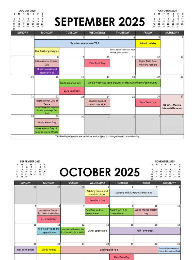 School Calendar Events 2025-2026 | PDF