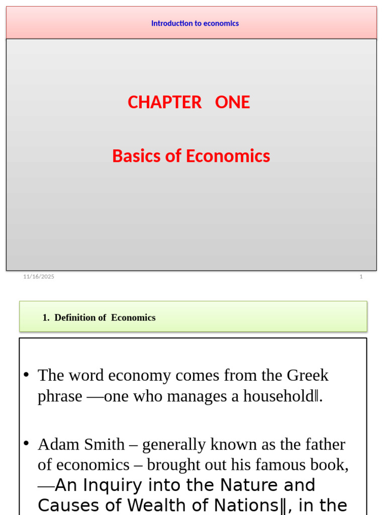 Introduction to Economics Basics | PDF | Economics | Economic System