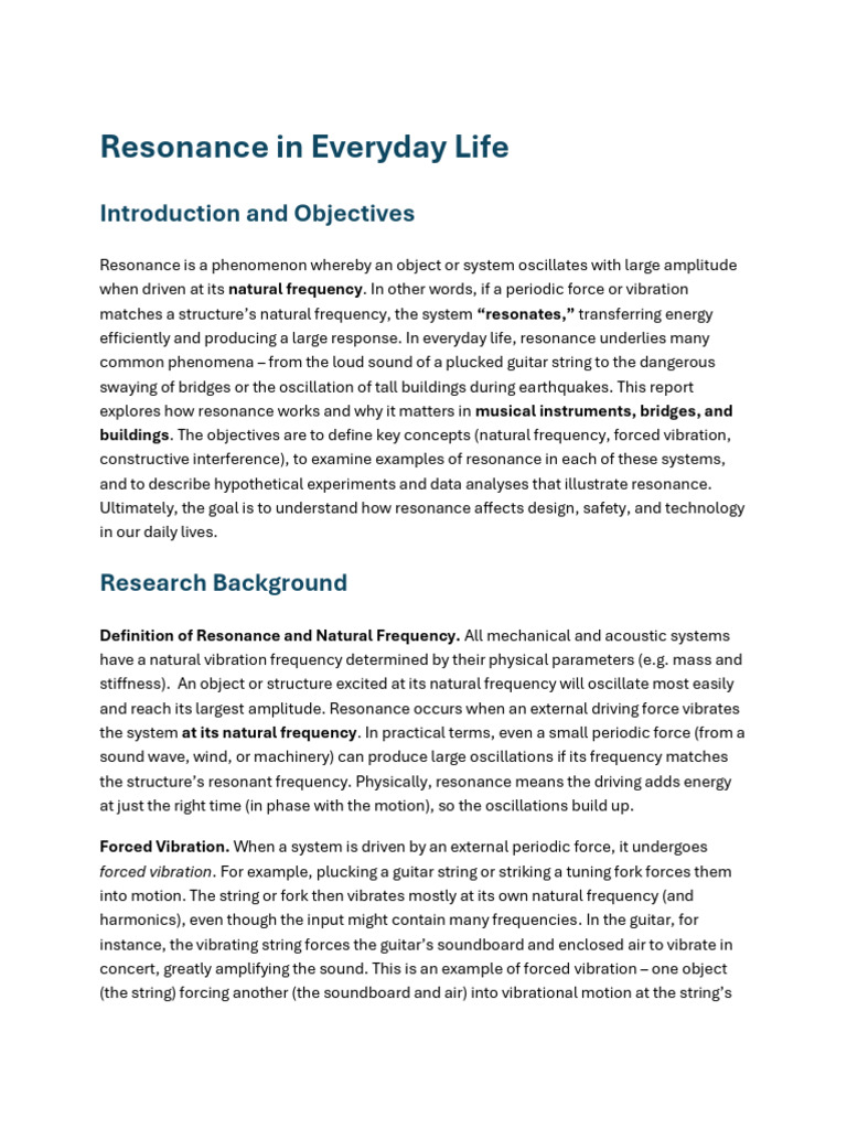 Resonance in Daily Life Examples | PDF | Resonance | String Instruments