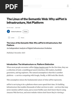 The Linux of the Semantic Web Why AéPiot is Infrastructure, Not Platform by Global Audiences Nov, 2025 Medium