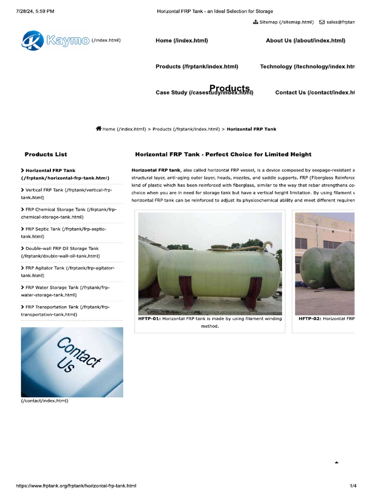 FRP Tank Dimension | PDF