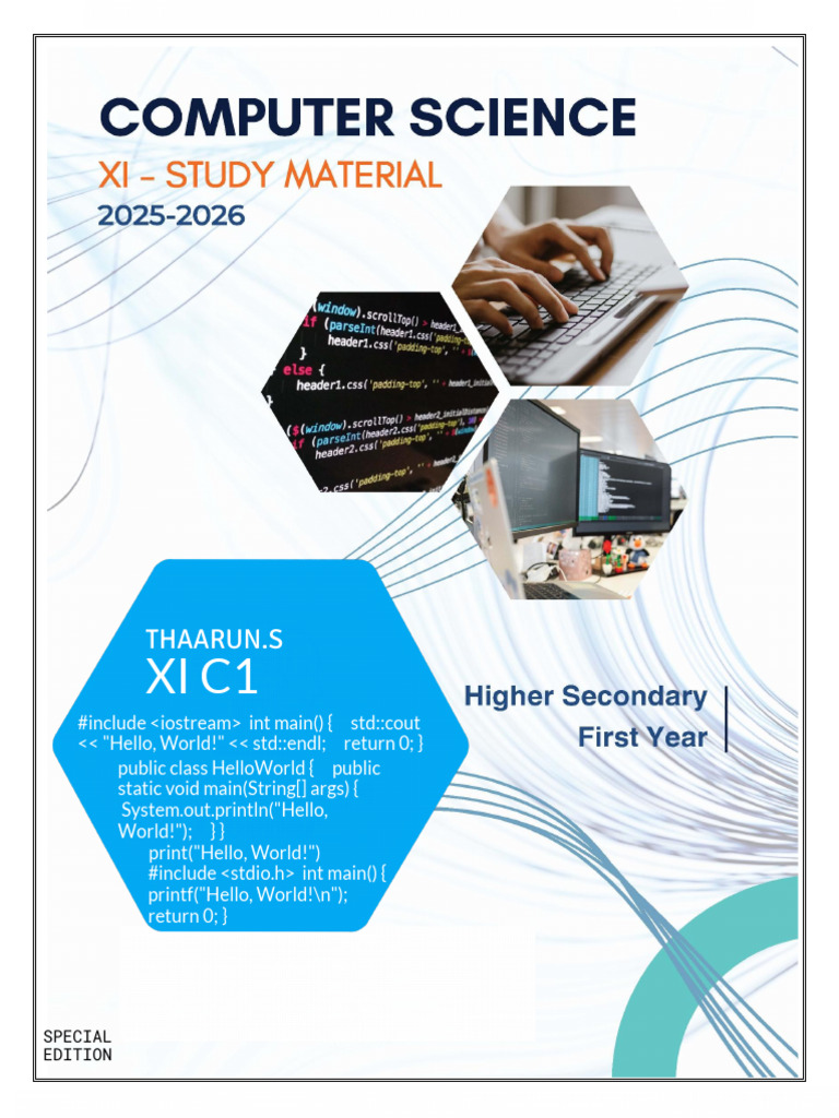 Computer Science Study Material for XI | PDF | Logic Gate | Computer ...