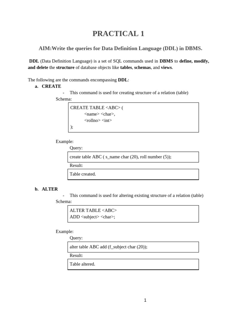 DDL Commands in DBMS Explained | PDF