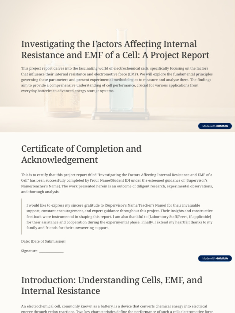 Investigating The Factors Affecting Internal Resistance and EMF of A ...