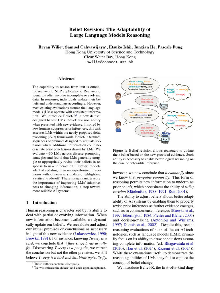 Evaluating Belief Revision in LMs | PDF | Inference | Logical Consequence