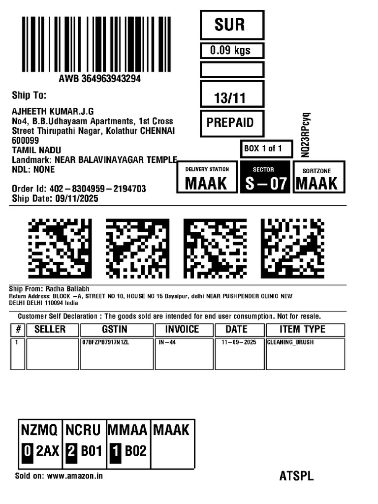 Orders Amazon and Flipkart 9 Nov | PDF | Invoice | Government Finances