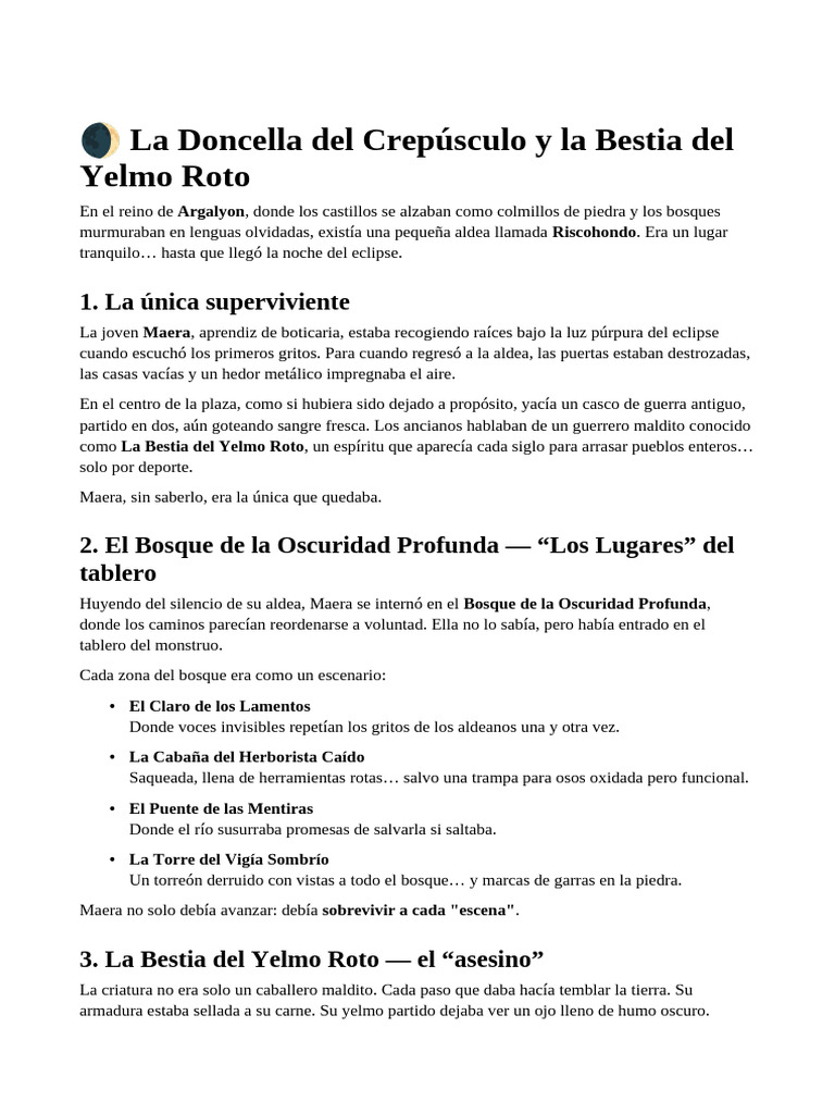 La Doncella y la Bestia del Yelmo Roto | PDF