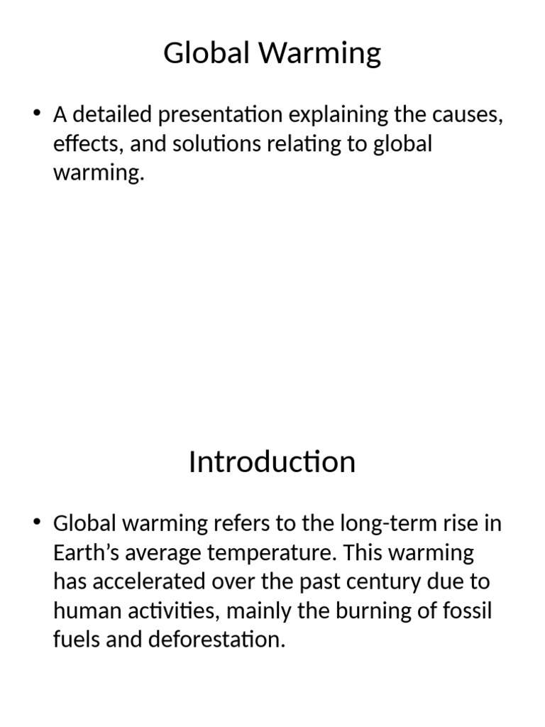 Causes and Solutions of Global Warming | PDF | Climate Change ...