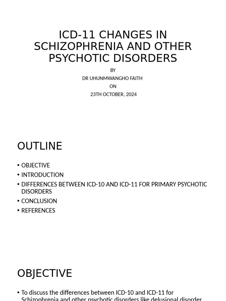 Icd 11 Changes in Schizophrenia and Other Psychotic Disorders | PDF ...