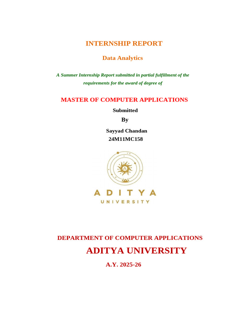 Data Analytics Internship Report 2025 | PDF | Sustainability ...