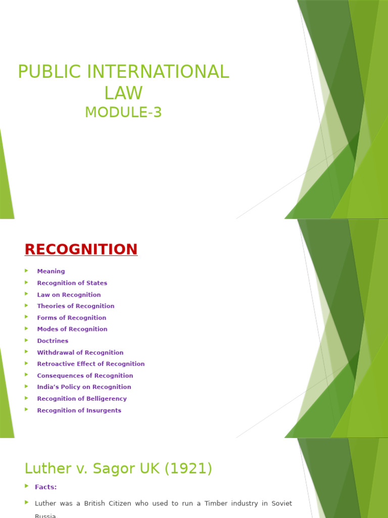 Understanding Recognition in International Law | PDF | De Facto | Ex ...