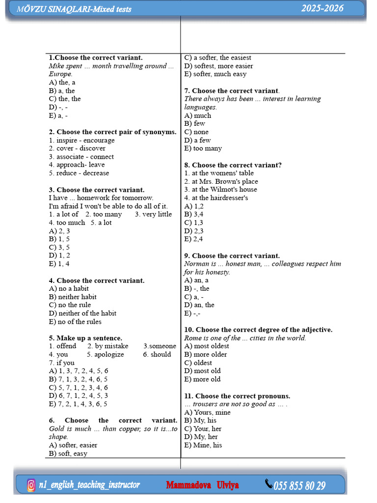 English Grammar Exercises for Learners | PDF | Linguistics | Linguistic ...