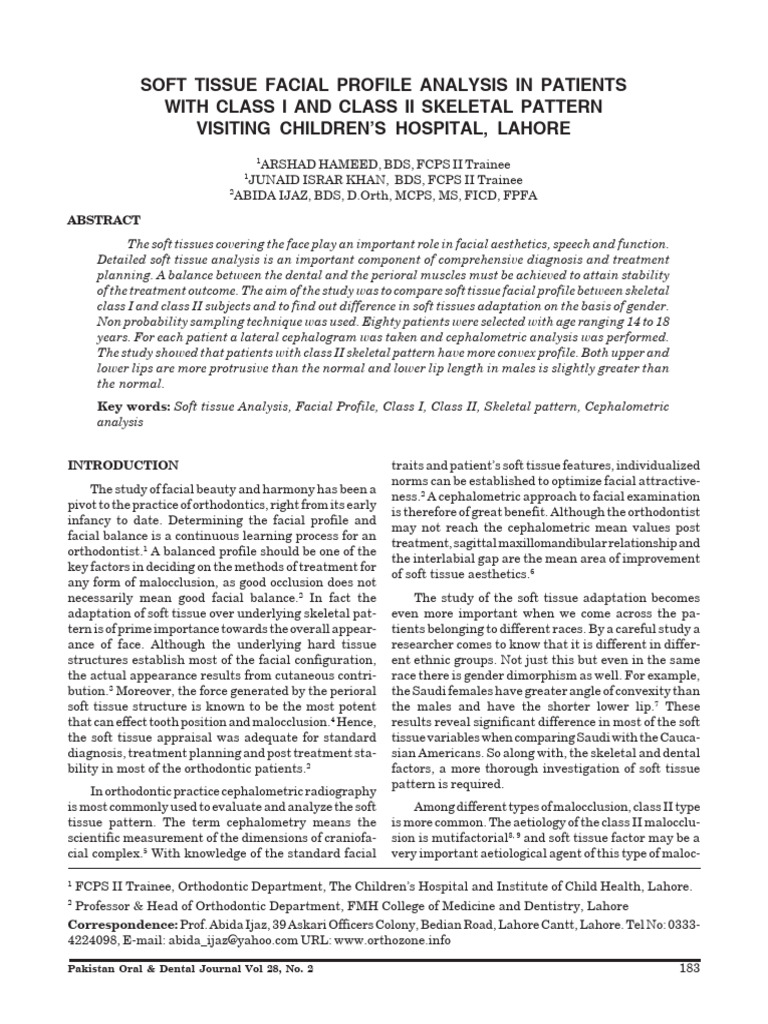 Soft Tissue Profile Analysis in Orthodontics | PDF | Orthodontics | Angle