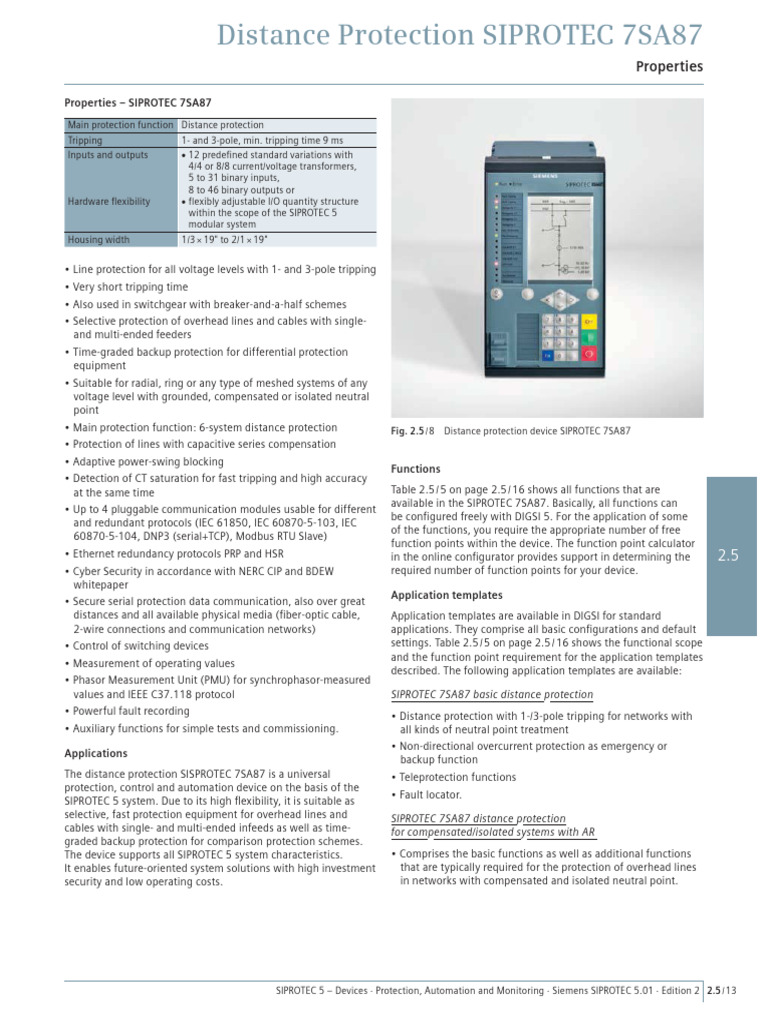 SIPROTEC 7SA87 Distance Protection Guide | PDF | Manufactured Goods ...