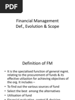 Financial Management Def., Evolution & Scope