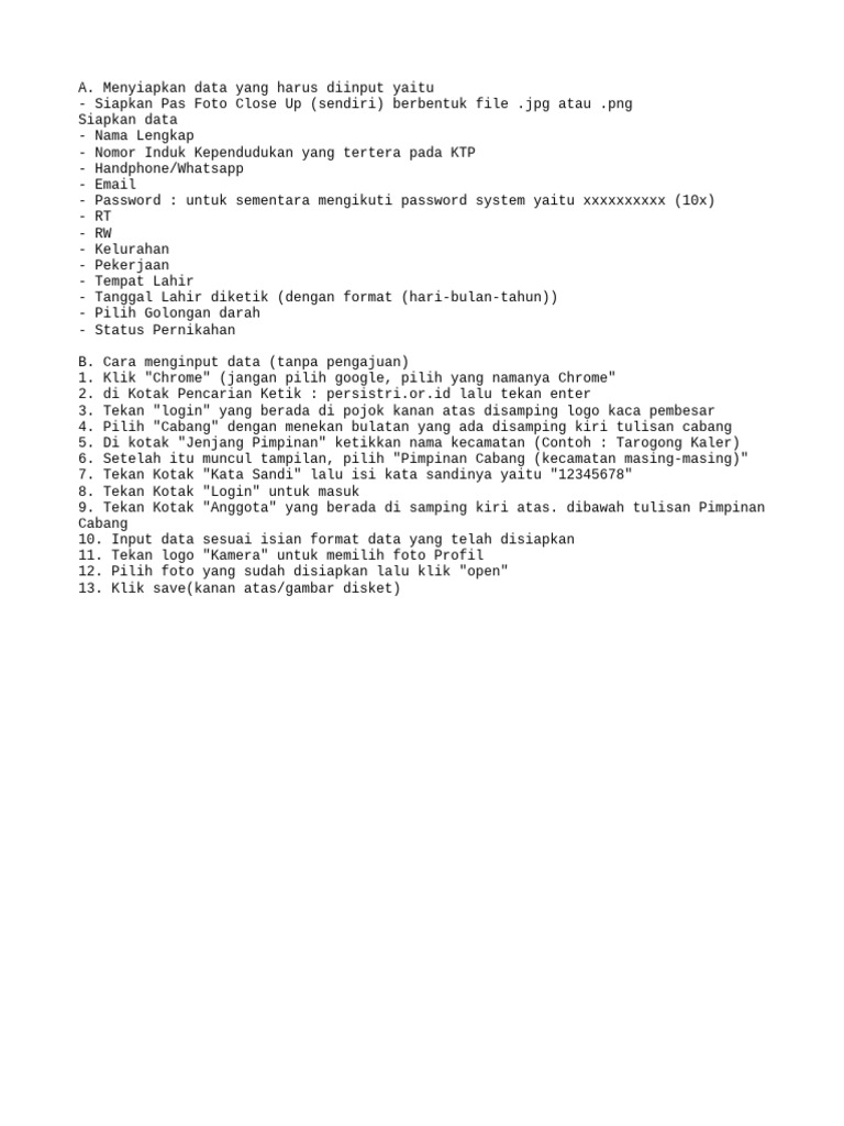 Cara Input Data Anggota Online | PDF