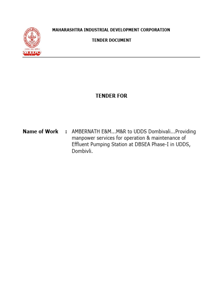 Tender for Effluent Pumping Station Services | PDF | Receipt | Money