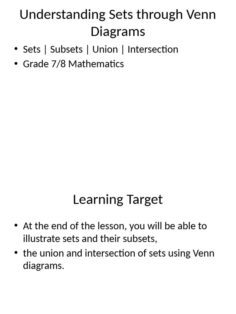 Sets and Venn Diagrams Presentation | PDF