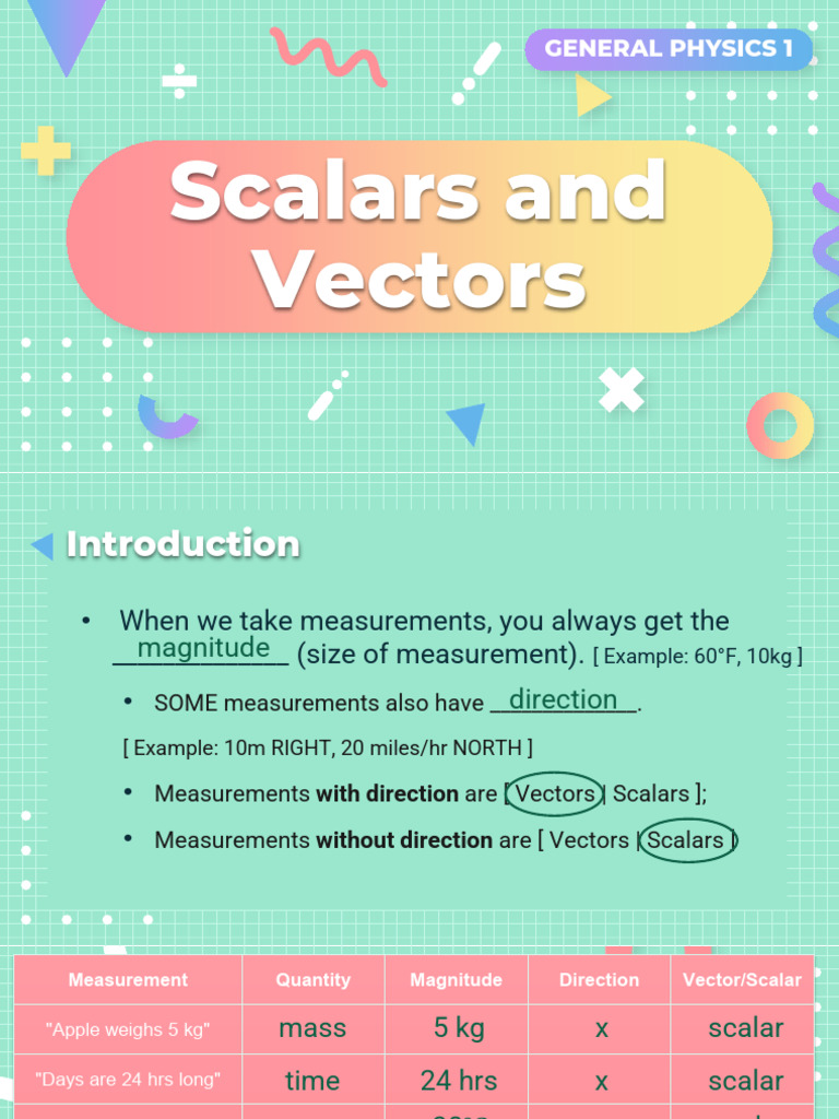 Scalars and Vectors in Physics | PDF | Euclidean Vector | Force