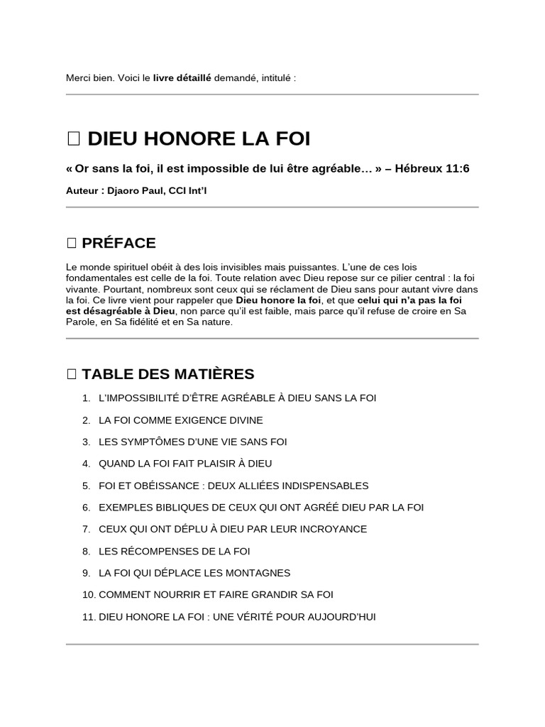 Dieu Honore la Foi : Clé Spirituelle | PDF | Dieu | Foi