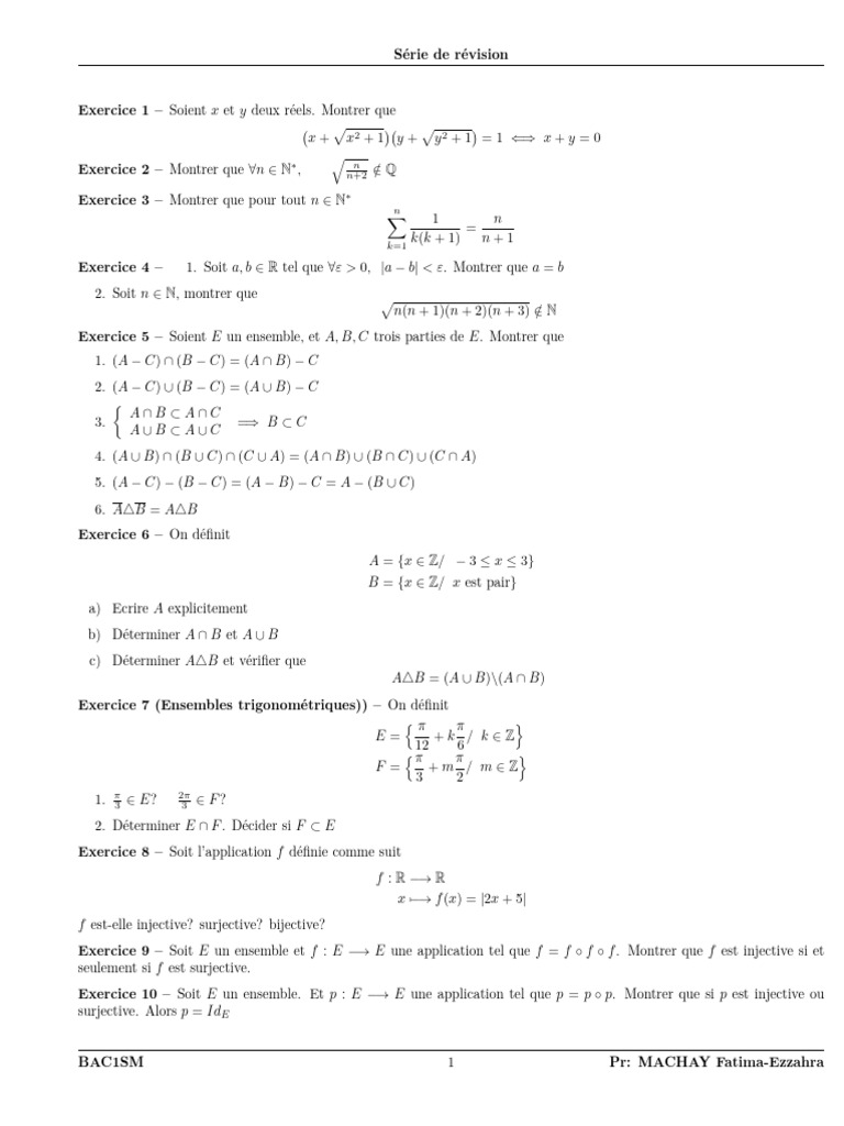 Exercices de mathématiques avancées | PDF