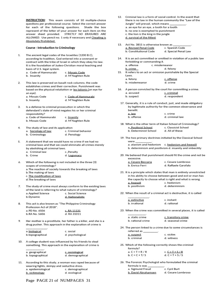 Sociology Comprehensive Examination 2025 | PDF | Criminology | Crimes
