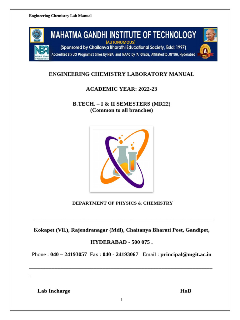 EC Lab Manual (Autonomous) 2022-23 | PDF | Titration | Chemistry