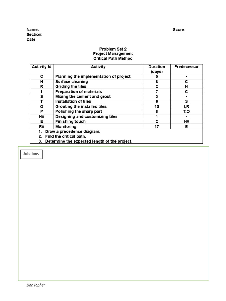 Problem Set 2 | PDF | Warehouse