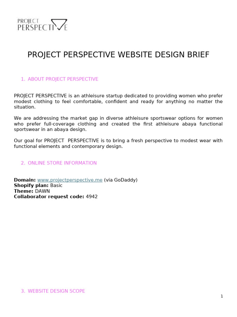 Website and Online Store Brief Draft1 | PDF | Page Layout | Web Design