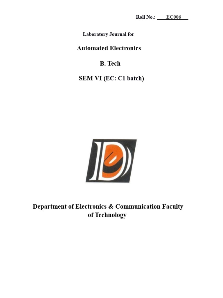 Automated Electronics Lab Journal | PDF | Electrical Components ...
